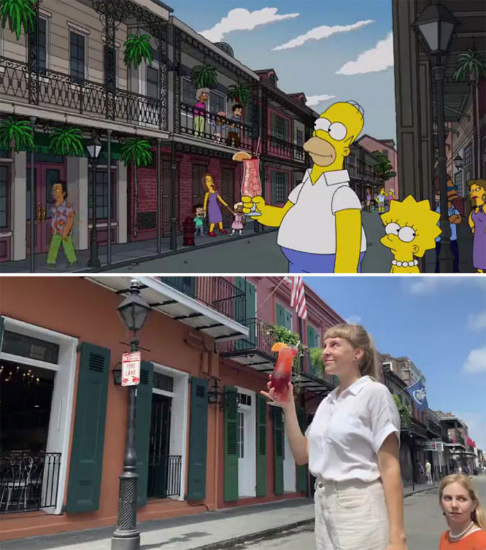 5d6cc3ed0c206 An episode of The Simpsons recreated in real life fun by two fans 5d678f66cd4e1 700 - Mulher recria cenas de Homer de “Os Simpsons” comendo em restaurantes