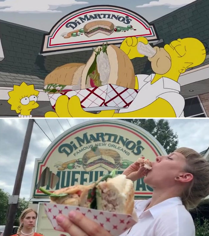 5d6cc3ee47154 An episode of The Simpsons recreated in real life fun by two fans 5d678f7ed8a53  700 - Mulher recria cenas de Homer de “Os Simpsons” comendo em restaurantes