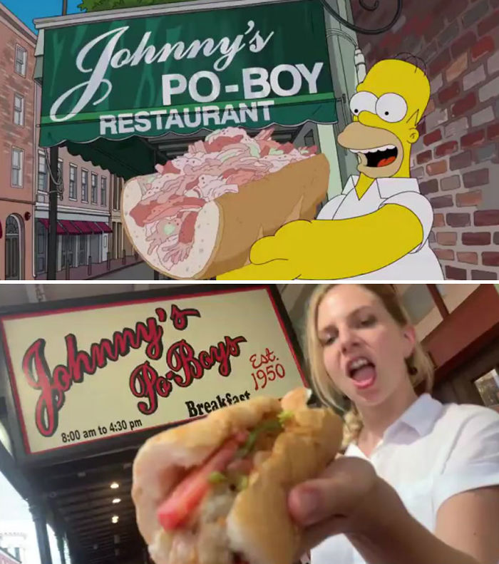 5d6cc3ee69c28 An episode of The Simpsons recreated in real life fun by two fans 5d678f764521d 700 - Mulher recria cenas de Homer de “Os Simpsons” comendo em restaurantes