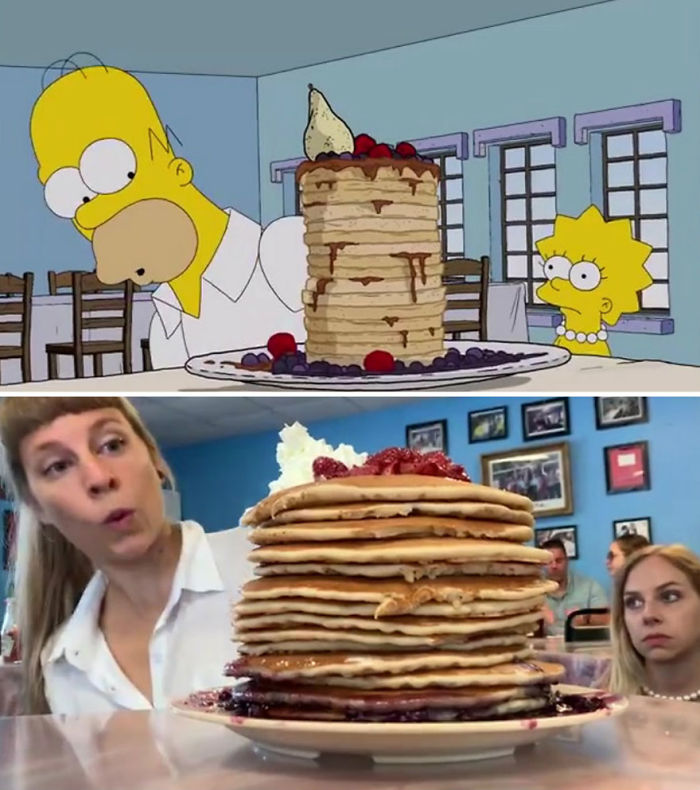 5d6cc3eeaf08a An episode of The Simpsons recreated in real life fun by two fans 5d678fb602d1a  700 - Mulher recria cenas de Homer de “Os Simpsons” comendo em restaurantes
