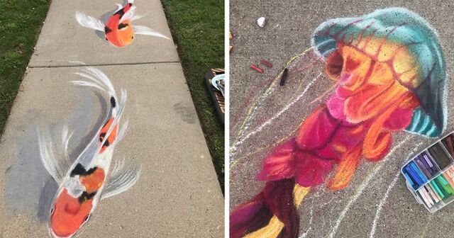 20 Incredibly Realistic Pieces Of 3D Chalk Art By A Mother And Her ...