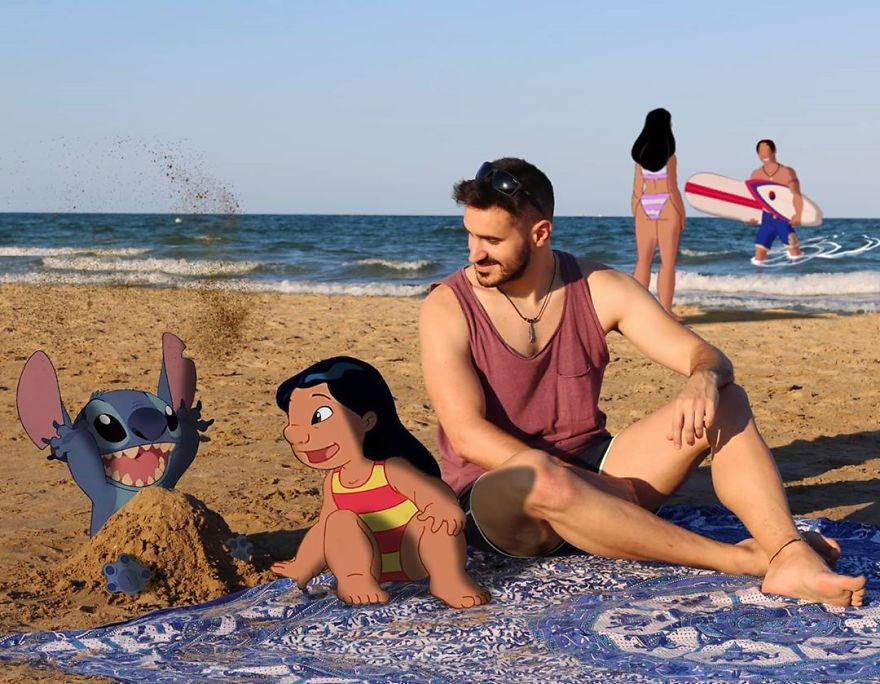 5f6320d226301 This guy is interacting on adventures with cartoon characters and the result is really fun 5f6062d925baa  880 - Artista mostra seu cotidiano com os personagens da Disney