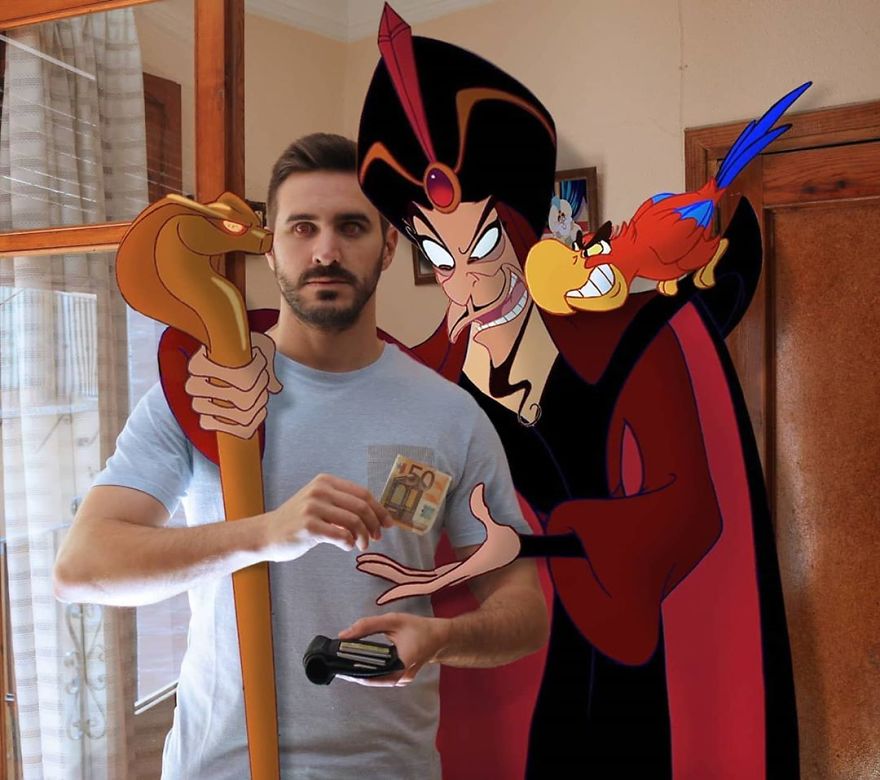 5f6320d722322 This guy is interacting on adventures with cartoon characters and the result is really fun 5f6062eb946ce  880 - Artista mostra seu cotidiano com os personagens da Disney